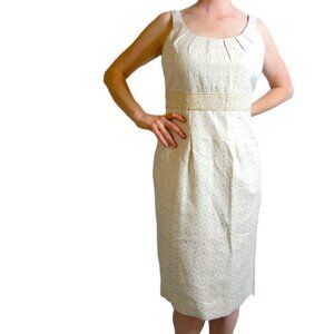 Boden Womens 6L Dress White & Gold Couture Daisies Gorgeous Strapless Pleat NWT